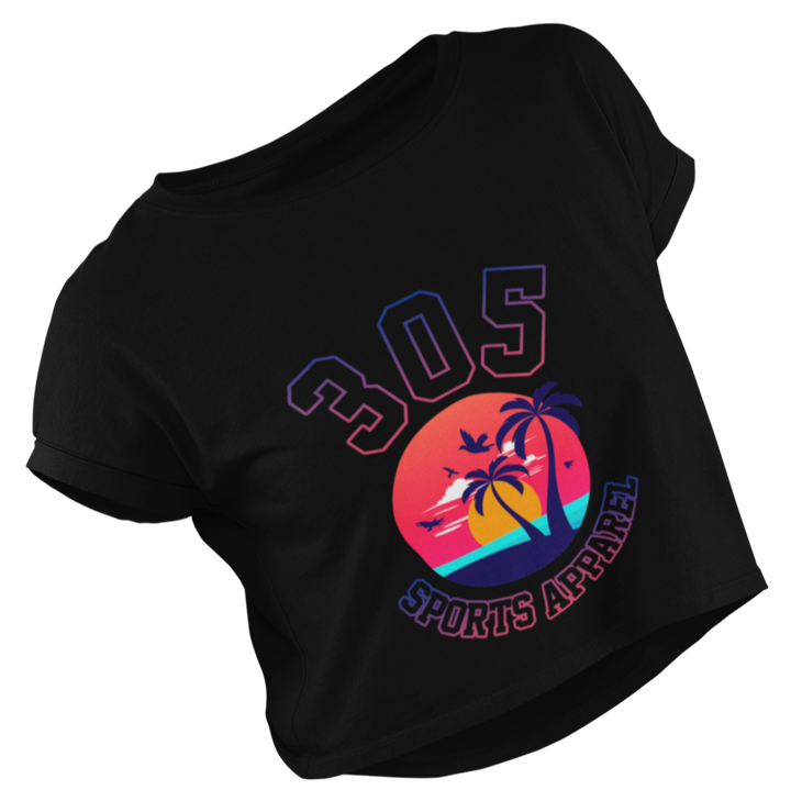 Women's Neon Tropical 305 Sports Apparel Cropped Tee