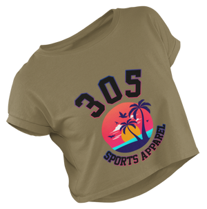 Women's Neon Tropical 305 Sports Apparel Cropped Tee