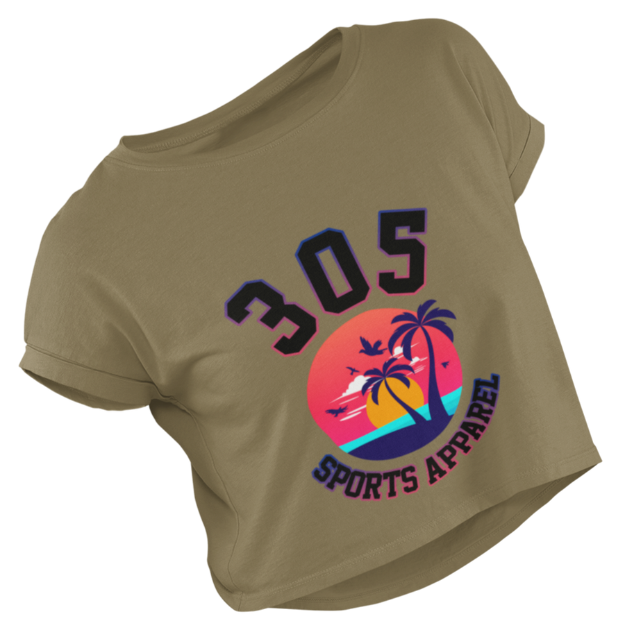 Women's Neon Tropical 305 Sports Apparel Cropped Tee