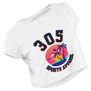 Women's Neon Tropical 305 Sports Apparel Cropped Tee