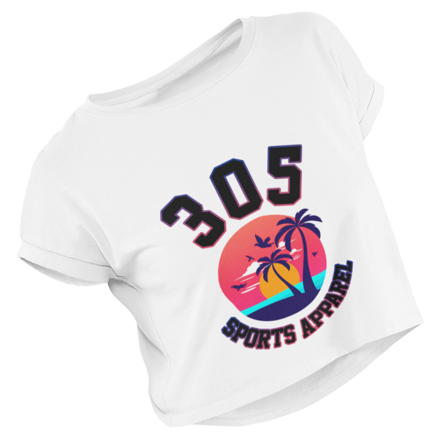 Women's Neon Tropical 305 Sports Apparel Cropped Tee