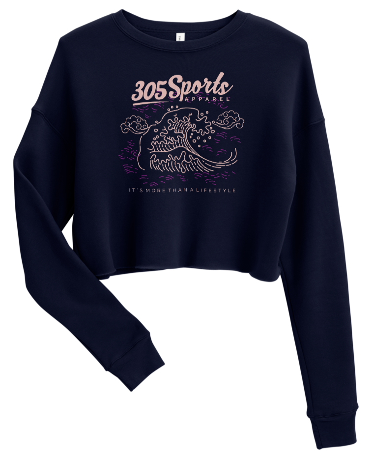 Women's Ocean Waves Cropped Sweater